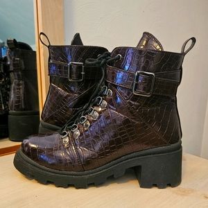 Burgundy Combat Boots